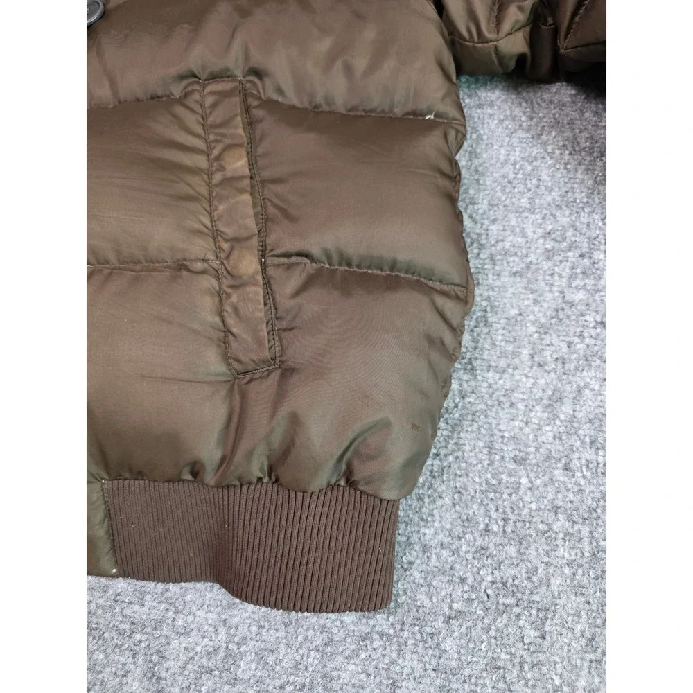 Ralph Lauren Polo Jeans Puffer Jacket Womens L Brown Down Faux Fur Hood Bomber‎